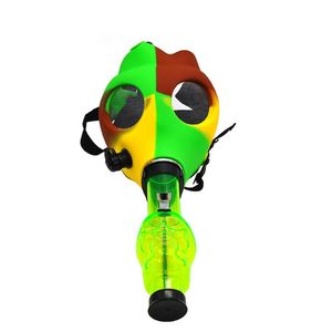 gaz maskesi pipo toptan satış-FDA Silikon Gaz Maskeleri Su Bong Tütün Nargile Shisha Boru Renkli Su Borusu Silikon Maskeleri Akrilik Bong FDA Silikon Gaz Maskeleri Su B