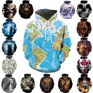 3d skull hoodies men s venda por atacado-Modelo de Moda Modelo Kyku Mapa Mundo D Camisola Com Capuz Tigre Tigre Impressão Digital Camisola Masculina Moda Camisola Perfeito para T shirt