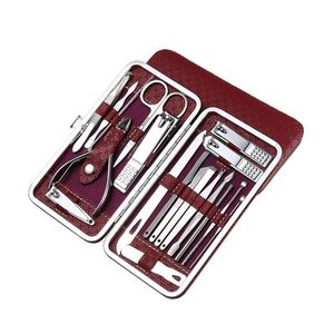 Wholesale professional nail art kits for sale - Group buy Nail Art Kits Set Manicure Kit Clippers Set Stainless Steel Professional Grooming Care Tools With Luxurious Travel Case