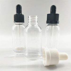 30 ml przezroczystego plastikowego oleju pet dym pusty butelka czarno biała gumowa pokrywa kroplomierza może być ponownie użyta