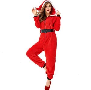 christmas family pajam Adults Kids Hooded Jumpsuit Women Velvet Pajamas Xmas Costume Fantasia Cosplay Party Clothes