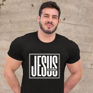 religionshemden großhandel-Jesus ist König drucken Männer Sommer T shirt Christian Religion Gott Glaube T shirt Männer Kurzarm Kleidung T Shirt Mode Camisetas