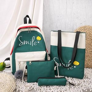 Backpack Brand Women Set Large Capacity Book Bag For Teenagers With Lunch Box Bags Female Laptop Stripe Knapsack