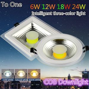 satış spot ışıkları toptan satış-Downlight Fabrika Doğrudan Satış Dim W W W COB Paneli Işık Gömme Downlight Cam Kapak LED Spot Ampul V AC110V AC220V
