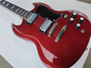 メタリックレッドカスタムSGエレキギターローズウッドフレットボードアンガス若いモデルカスタムギター高品質輝くギタラ