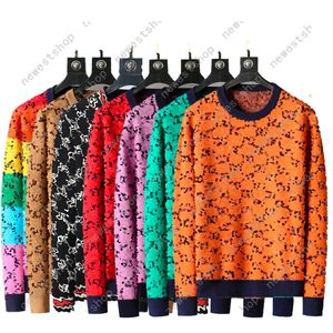 2021 Projektant Jesień Luksusowy Mens Sweter Odzież Sweter Slim Fit Casual Bluza Geometria Patchwork Kolor Drukuj Mężczyzna Moda Woolen Woolly Jumper
