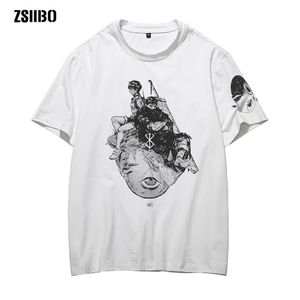 Harajuku Japoński Anime Berserker Drukuj T Shirt Graphic Top Tees Cartoon Streetwear Mężczyzna w Bearskin T shirt Men off White Clothing