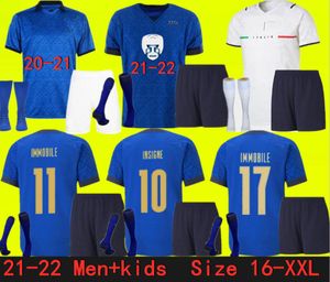 italia football achat en gros de 2021 Italie Accueil Jersey Jersey Men Kids Chiesa Kits Italia Maglie Da Calcio Verratti Jorginho Romagnoli Immobile Football Shirts Ensembles