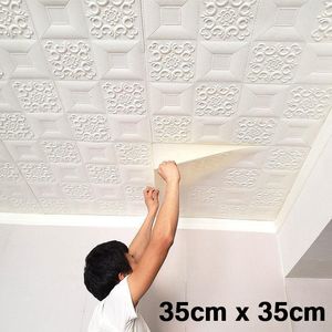 Muurstickers D Stereo Bloem Plafond Dak Dikker Zelfklevend Wallpaper voor Slaapkamer Woonkamer TV Achtergronddecoratie