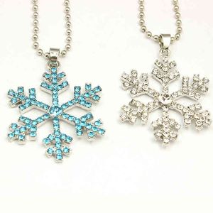 D1989 Children Kids Movie Jewelry Diamond Snowflake Necklace Cartoon Alloy Rhinestone Pendant