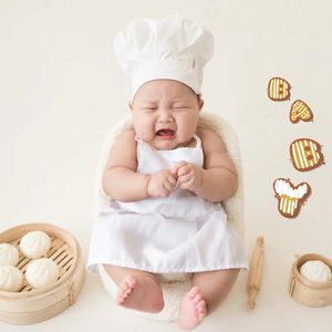 Wholesale chef hats aprons for sale - Group buy Aprons Baby Chef Apron Hat Infant Kids White Cook Costume Pos Pography Prop Cute Born Shower Poshoot Cotton Clothing