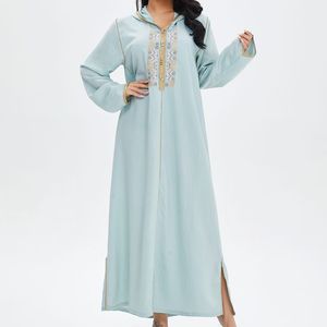 Wholesale arabic clothes fashion dresses for sale - Group buy Muslim Embroidery Vintage Dress Summer Long Sleeve Abaya Arabic Robe V Shape Neck Fashion Ladies Casual Clothing