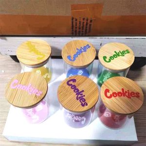 Cookies glasburkar med lufttät bambu lock Tobak Spice Container för kryddor Kaffebönor godisnötter örter