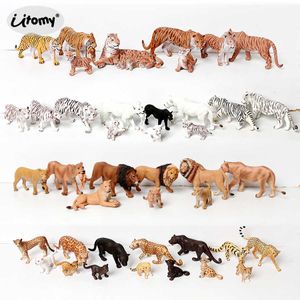 Wholesale tiger cakes for sale - Group buy Realistic Zoo Animals Lion Tiger Cheetah Panther Figurines with Cub Plastic Safari Figure Cake Toppers toy Gift for Kid