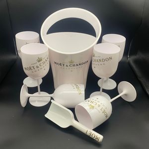6 Glass Ice Bucket Scoop Champagne Flutes Party Plastic Cups Cocktail Cup White Cabinet Acrylic wine glasses Cooler