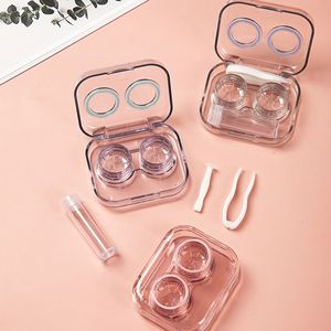 kontakt lensler saklama kutuları toptan satış-Moda İletişim Lens Kılıfları Kiti Şeffaf Taşınabilir Depolama Paketi Hemşirelik Sıvı Şişe Konteyner Seyahat Lensleri Gözlük Aksesuarları Renk