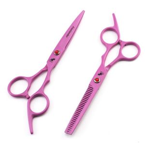 cabelo corte seco venda por atacado-Tesoura de cabelo rosa profissional polegada corte japão C aço afiado scissor em linha reta para homens mulheres secas