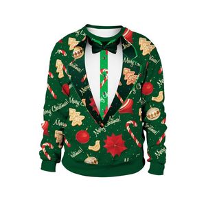 yılbaşı ağacı kazak toptan satış-Erkek Hoodies Tişörtü Merry Christmas Kazak Çiftler D Ağacı Şeker Baskı Komik Noel Zarif Kadınlar Adam Jumper Tops