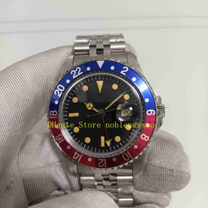 2色の熱いアイテムメンズビンテージウォッチ本物の写真の男性40mm ブラックレッドブルーベゼルBPファクトリー2813動きの機械メンズの自動腕時計の腕時計