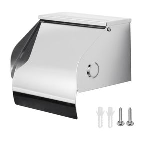 Toilet Paper Holders With Cover Chrome Tissue Roll Dispenser Wall Holder Stainless Steel Bathroom Storage Mounted Dust Proof