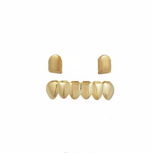 yukarı diş toptan satış-Grillz Vücut Takı Jewelry18K Altın Kaplama Bakır Parantez Düz Hip Hop Up Alt Diş Grillz Diş Ağız Fang Izgaralar Diş Kapağı Drop D