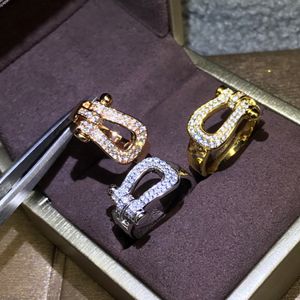 Mode u formad karaktär hästsko ring bred och n version full diamant sier plated k ros guld fp3y716