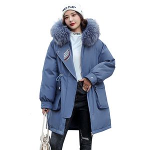 kürk astarlı deri ceket kadınlar toptan satış-Kadın Ceketler Kış Coat Uzun Ceket Kürk Yaka ve Hood ile Deri Astar Kalın Parka Kar Giyim Pamuk Kapitone Ceket V5WX