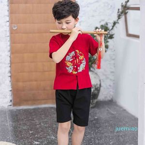 Wholesale boys clothing china for sale - Group buy Kids Boys Clothing Sets Chinese Style Happy Year Short Sleeve T Shirts Shorts Suit Children Outfits