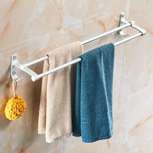 barras de toalha dobro de banho venda por atacado-Toalhas de toalhas cm parede dupla barra de alumínio liga de alumínio suporte de esponja para banheiro prata
