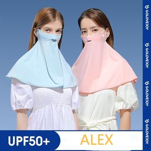 2021 Sommar solskyddsmedel ansiktsmask kvinnlig is silke hängande öron Anti ultraviolett slöja masker neck guard rida tunna ansiktssköld