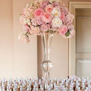 ingrosso vasi chiare per centrotavola-Vasi vaso di tromba per il centrotavola del tavolo da sposa fiori di arredamento di eventi trasparenti palline di fiori freschi