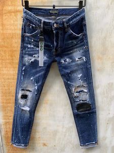 jean skinny sur les gars achat en gros de Mens de luxe Designer Jeans Skinny déchiré Cool Guy Causal Hole Denim Fashion Marque Hommes lavés Pantalons