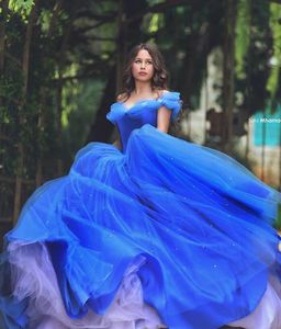 süße 16 kleider kleider großhandel-Casual Dresses Royal Blue Puffy Quinceanera Ball aus der Schulter Tüll Perlen Party Sweet dress1 gug
