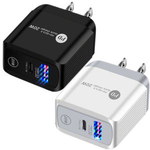 Type C oplader W W W EU US UK AC Quick PD QC3 Wall Chargers Adapter voor iPhone Pro Max Samsung Tablet PC