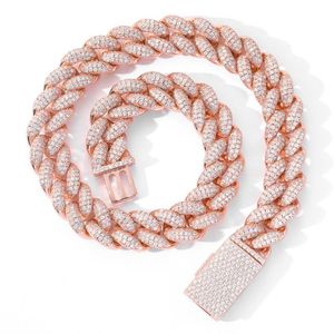 Rose Gold Color Chain voor Mannen Iced Out mm Heren K Real vergulde Platinum White Finish Diamond Cubaanse linkketens