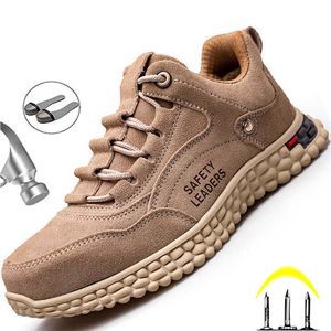 Wholesale indestructible steel toe shoes for sale - Group buy Genuine Leather Shoes Safety Boots Steel Toe Shoes Men Work Shoes Indestructible Sneakers Work Safety Footwear Light Security Boots