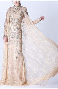 gelin evlilik elbisesi toptan satış-Lolo Elegent Elbise Lüks Özelleştirilmiş El Yapımı Boncuklu İki Parçalı Uzun Müslüman Gelin Gelinlikler Evlilik Günlük Elbiseler