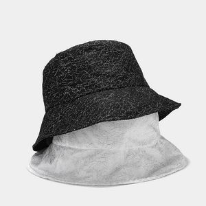 белая повседневная шляпа ведра оптовых-Случайные летние тонкие ведра шляпа женские черно белые серебряные проволоки Панама рыбака леди складной открытый солнцезащитные колпачки Bob Chapeau широкие Breim Hats