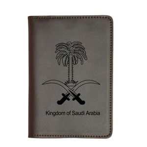 выгравированная карта держатель кошелька оптовых-Держатели карты Travel Passport Cover Выгравированное имя Натуральная кожа Функциональный кошелек Королевство Саудовской Аравии