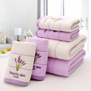 ingrosso asciugamano viola-Asciugamano porpora lavanda asciugamani ricamato di alta qualità di alta qualità cotone grande bagno morbido face assorbente set per le donne