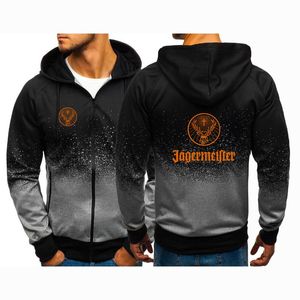 Wholesale jagermeister hoodie resale online - Men s Hoodies Sweatshirts Spring Autumn Jagermeister Print Zipper Jackets Casual Gradient Color Leisure Coats
