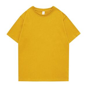 tees de color liso al por mayor-220GSM Camiseta de gran tamaño Hombres Jengibre Camiseta amarilla Camiseta Streetwear Tee Tops En blanco Color Llano Color Tshirts Camisetas de los hombres