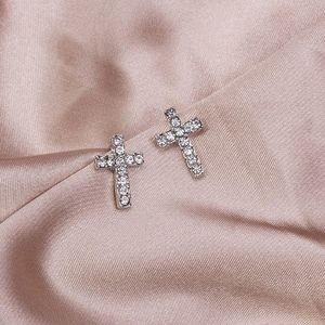 diamond cross earrings studs achat en gros de Boucles d oreilles en diamant cross Diamond Mode Petite boucle d oreille à plein cristal pour les femmes