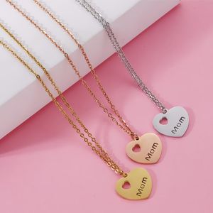 Pendant Necklaces Fnixtar Hollow Heart Mom Stainless Steel Cable Chain For Women s Men s Fashion Jewelry