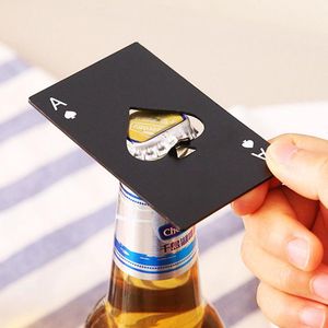 bierpartys großhandel-Edelstahl Bier Flaschenöffner Metall Poker Kartenform Sodaöffner Party Bar Flaschen Werkzeug