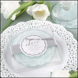 Favor Event Festive Home Garden50Set Coaster Favors And Gifts Glass Lace Coasters Supplies Party Guest Gift Box Presents Wedding Favours D