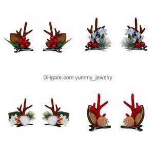 Headbands Mti style Hair Clips Yummy_jewelry Cute Elk Corner Clothing Duck Mouth Clip Christmas Password Card jlldzX