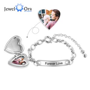 Jewelora Spersonalizowany Custom Photo Baby Girl Anklets Z Heart Locket Charms Nazwa Ze Stali Nierdzewnej Grawerowane Bransoletka Biżuteria