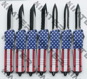 american hunting knives оптовых-Средний A161 D A OUT Передний автоматический нож Американский флаг C двухцветный лезвие EDC тактические инструменты карманные охотничьи авто ножи D печатать старую славу Cncostco