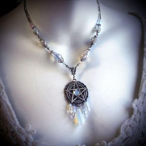 ingrosso collana della strega pentagramma-Collana in pentacolo bianco gioielli strega pendente pendente Pentagram Wiccan PAGAN Collane